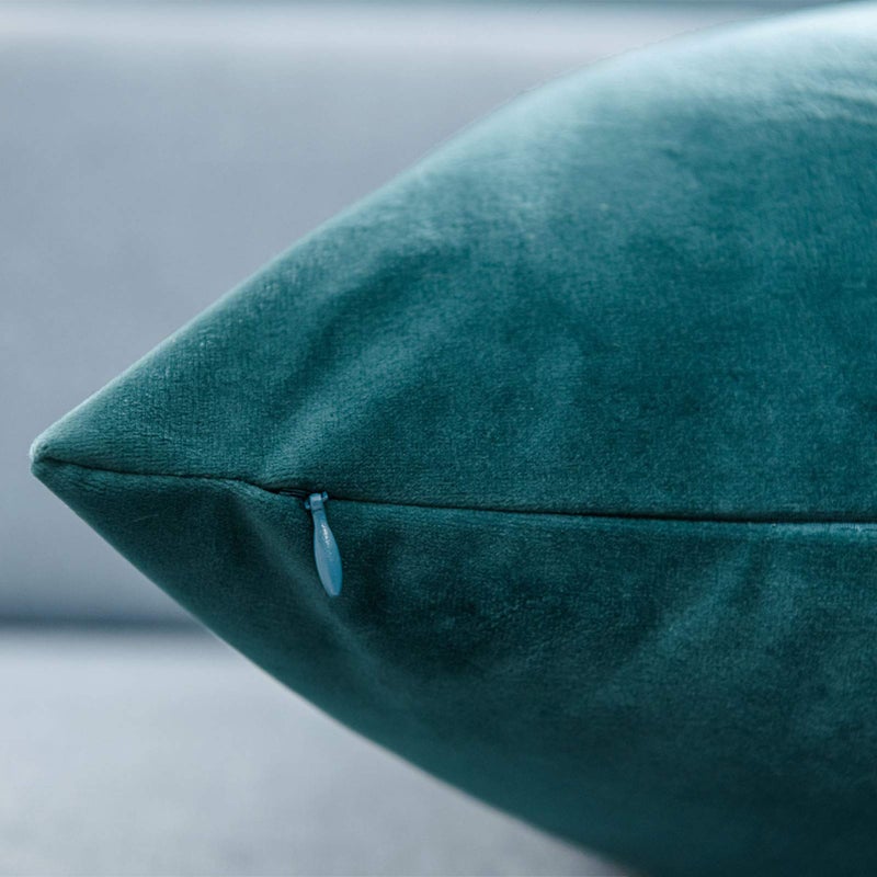 JUSPURBET Peacock Blue Throw Pillow Covers Set of 2 Decorative 26x26 Velvet Pillow Covers for Couch Sofa Bed Soft Cushion Covers Cases with Invisible Zipper for Living Room Home Decor - Image 5